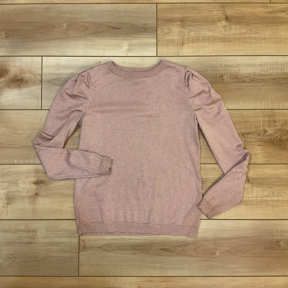 Worthington Pink Shimmering Puffed-Sleeve Blouse Size Petite Small - Picture 5 of 9